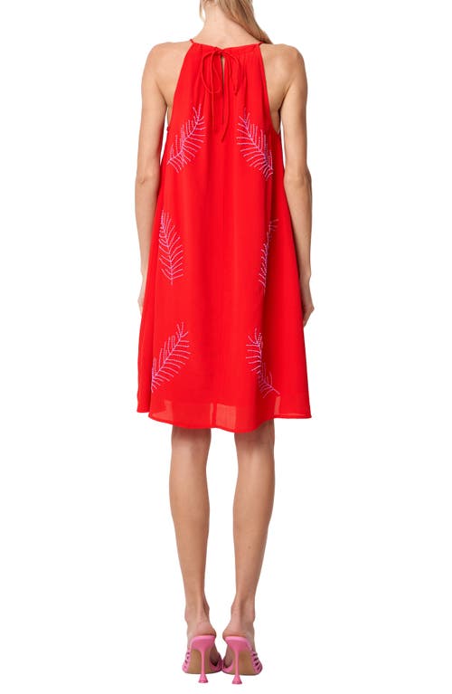 Shop Ciebon Joanna Beaded Palm Minidress In Red/pink