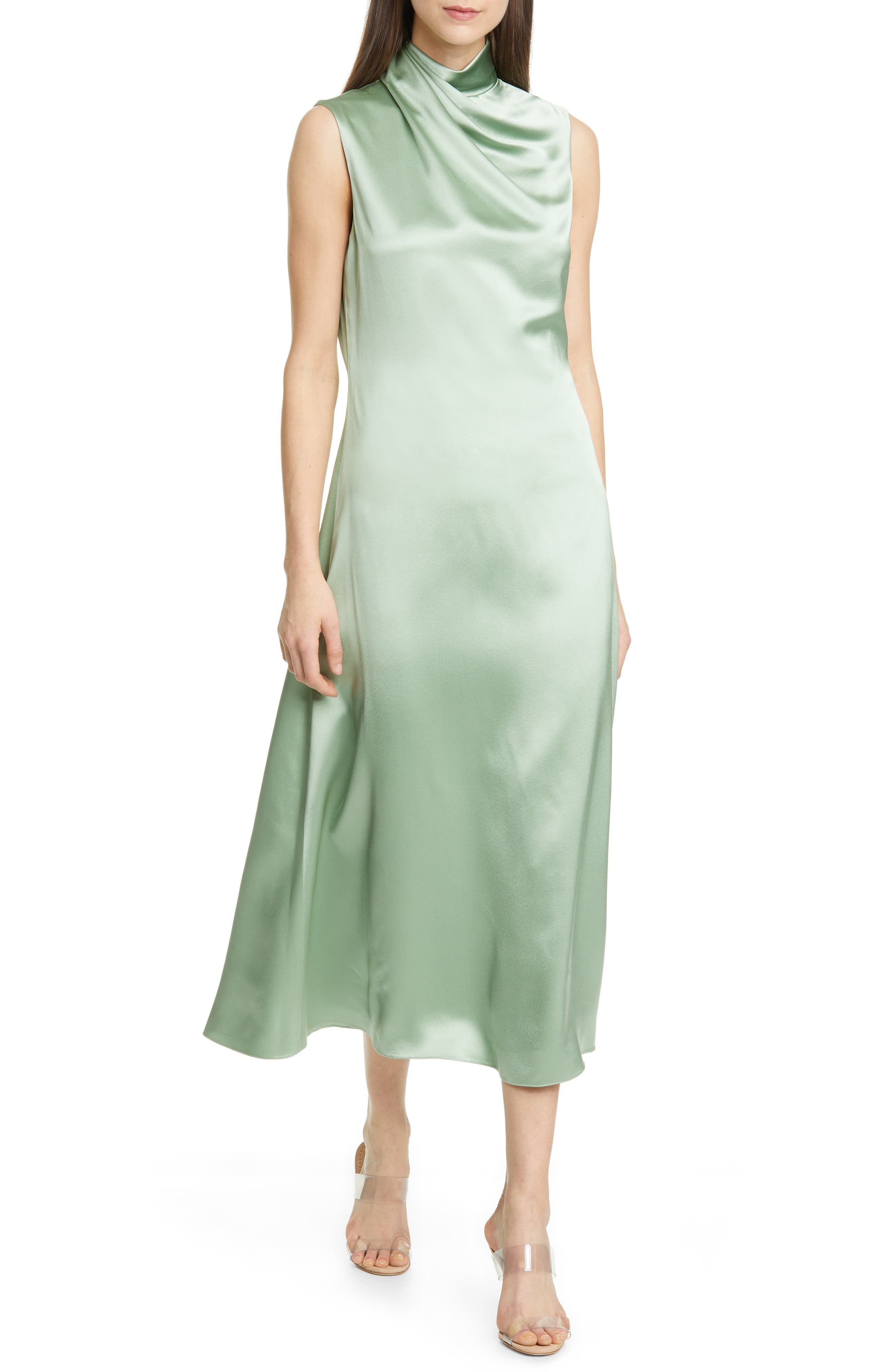 mint green tea length dress