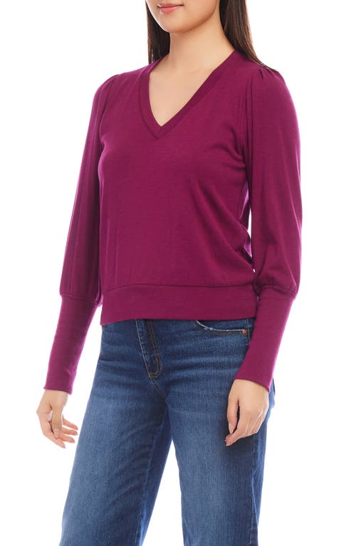 Shop Karen Kane Bishop Sleeve Top In Wine