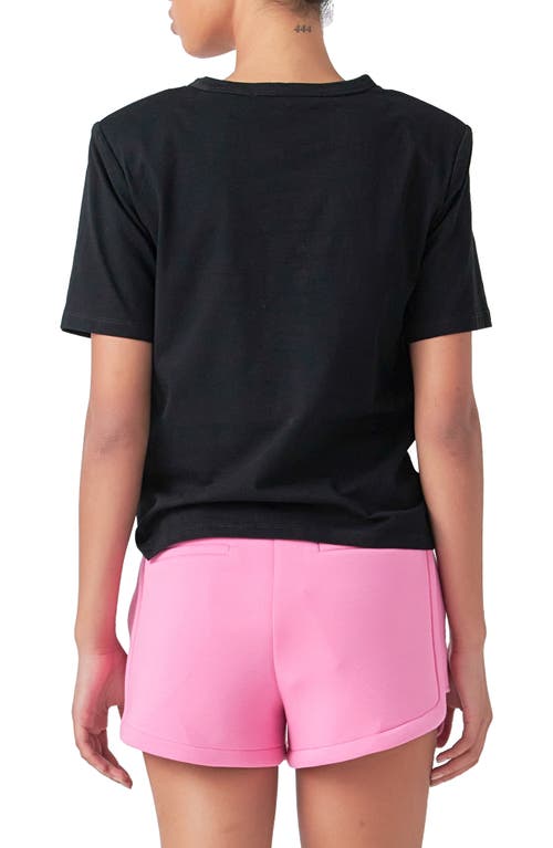 Grey Lab Power Shoulder Cotton T-shirt In Black