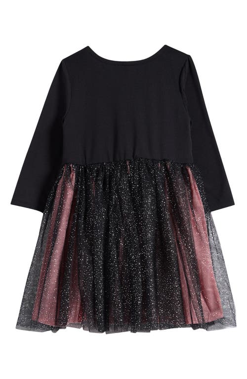 Shop Zunie Kitty Long Sleeve Jersey & Tulle Party Dress In Black