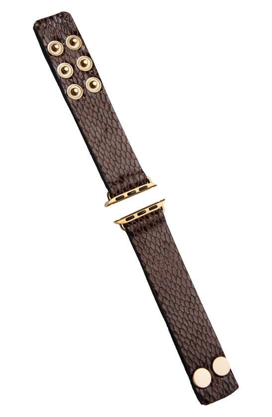 Saachi Fish Scale Embossed Leather Apple Watch® Watchband In Brown