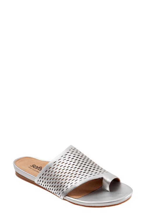 SoftWalk Corsica II Slide Sandal in Silver Nappa Leather at Nordstrom, Size 10.5