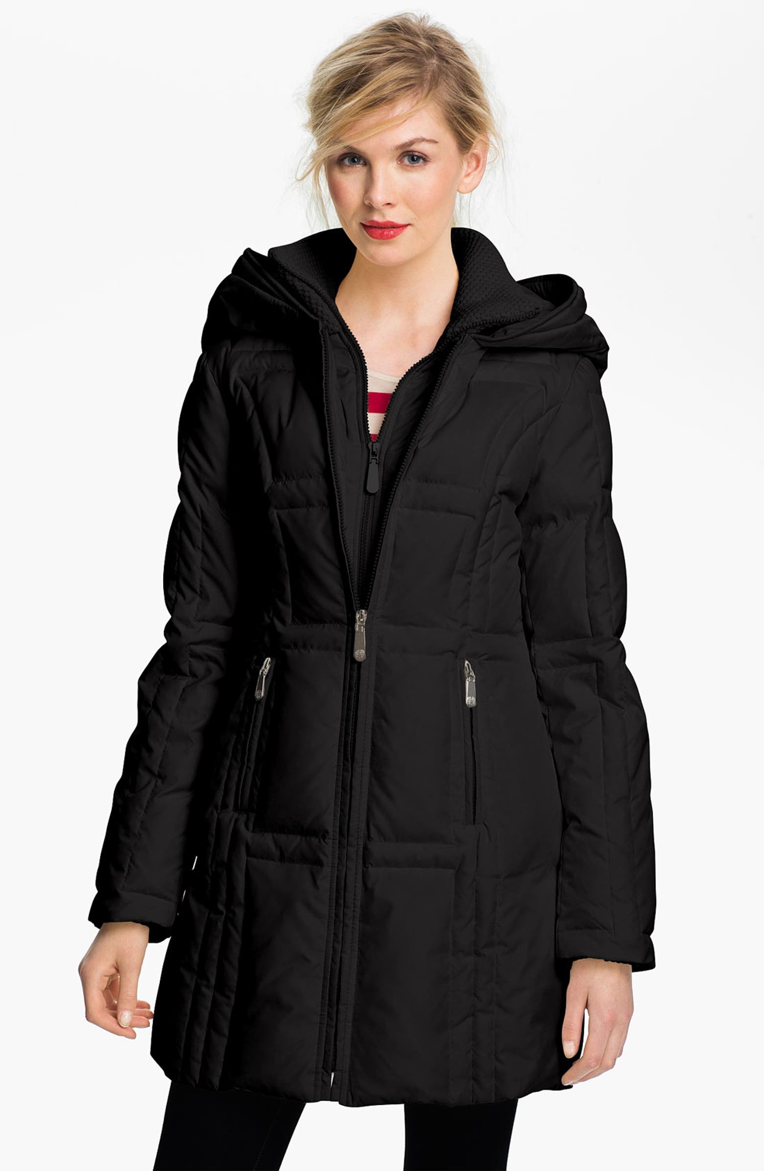 Vince Camuto Knit Trim Quilted Walking Coat | Nordstrom