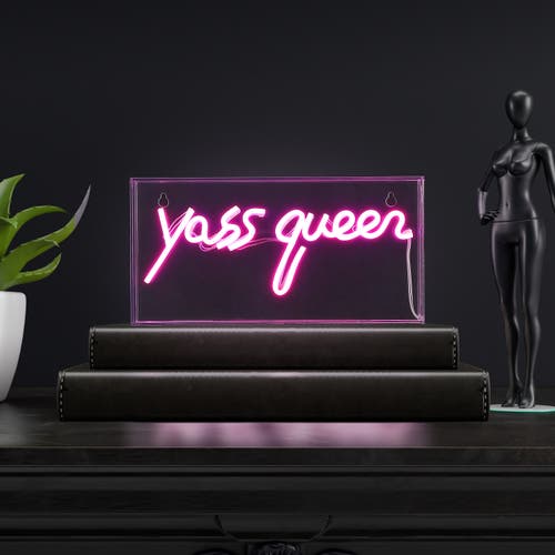 Jonathan Y Yass Contemporary Glam Acrylic Box Usb Operated Led Neon Light In Pink