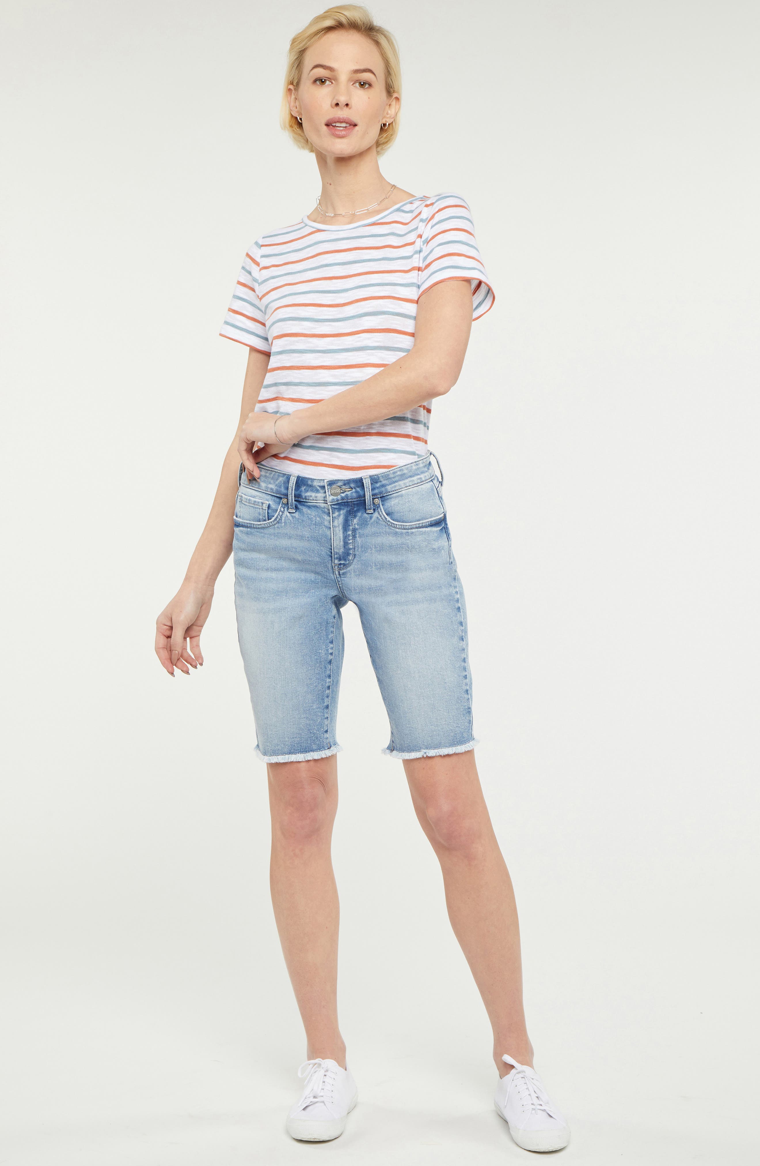 NYDJ Fray Hem Boyfriend Denim Shorts 