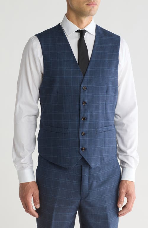 Gino Vitale Slim Fit Check Stretch Three Piece Suit In Ink Blue