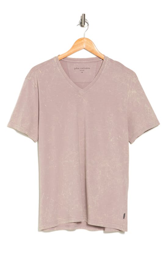 John Varvatos V-neck Marble Wash Cotton T-shirt In Pink