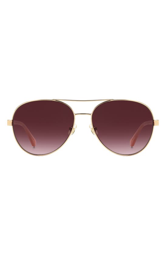 Kate Spade Averie 58mm Gradient Aviator Sunglasses In Red Gold / Burgundy Shaded
