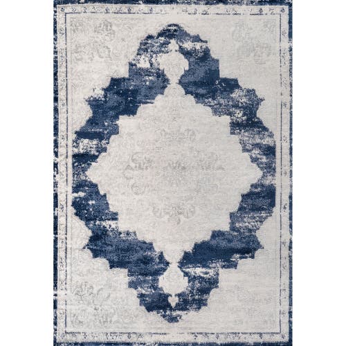 Jonathan Y Alhambra Ornate Medallion Modern Area Rug In Ivory/navy