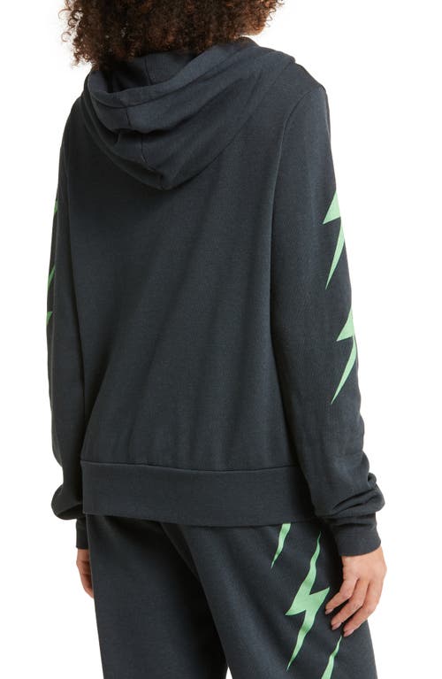 Shop Aviator Nation Bolt Zip Graphic Hoodie In Charcoal/mint