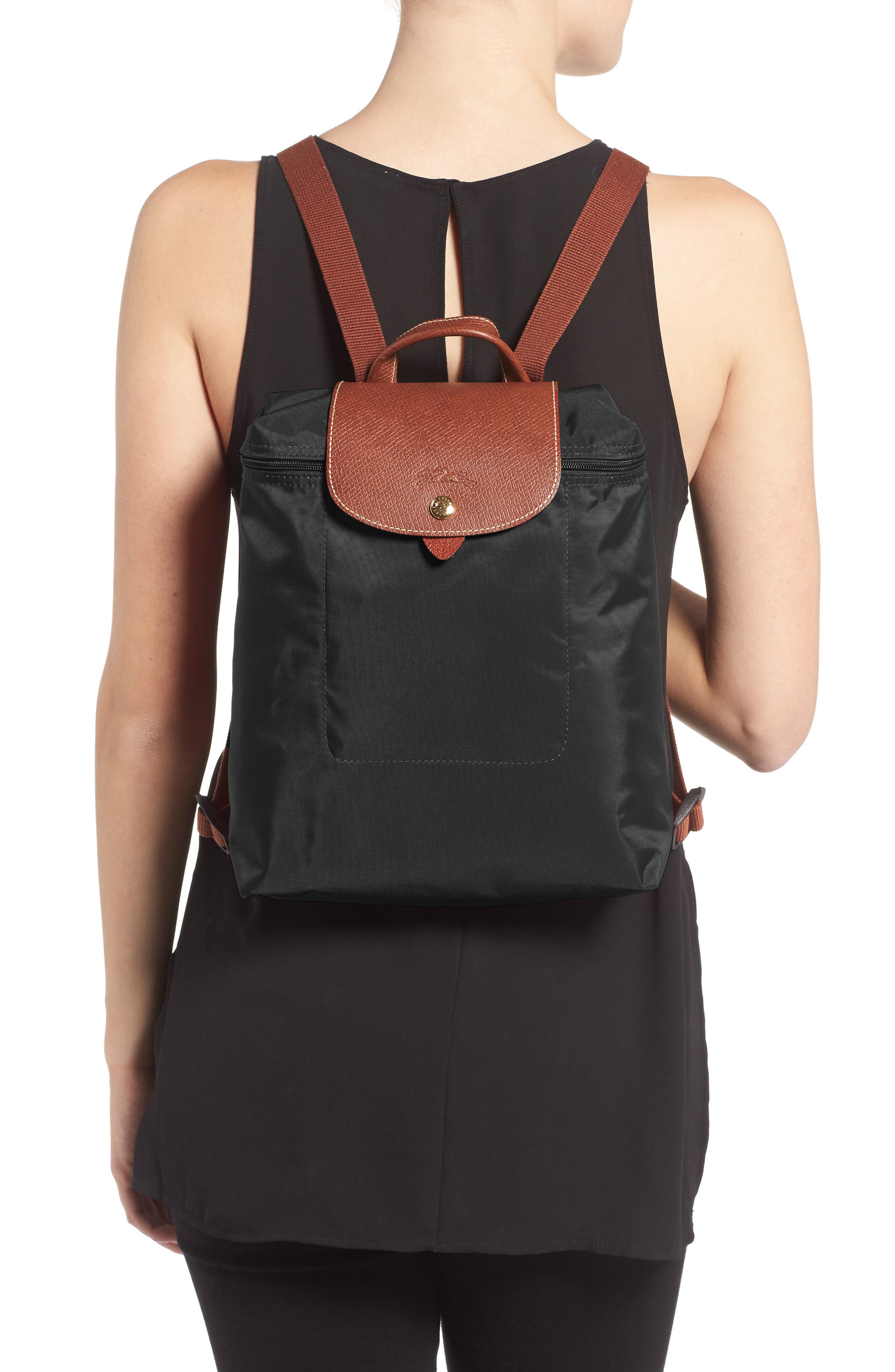 long champ black backpack