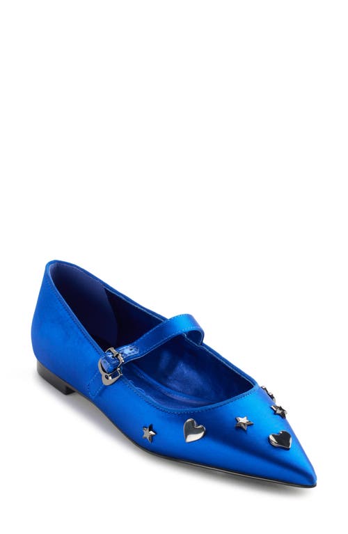 Shop Karl Lagerfeld Paris Veyda Pointed Toe Mary Jane Flat In Cobalt