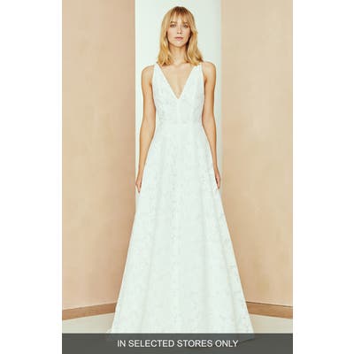 Nouvelle Amsale Channing Lace A-Line Gown, Size - Ivory