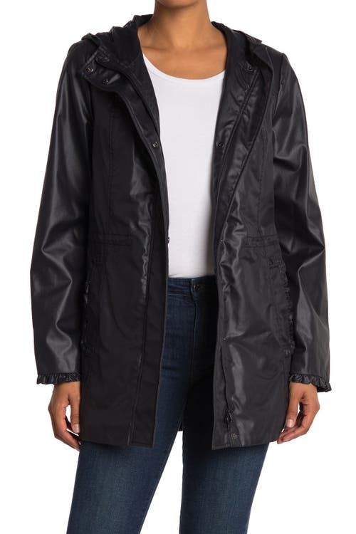 Gal Meets Glam Collection Hooded Raincoat in Black 