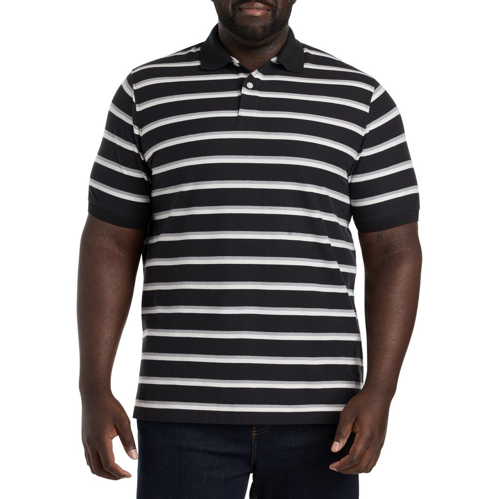 Harbor Bay By Dxl Harbor Bay Medium Striped Polo Shirt In Black Multi