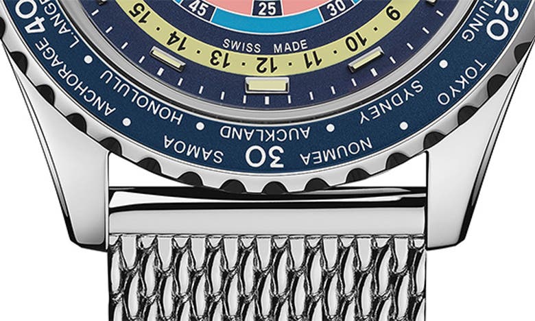 Mido Ocean Star Decompression Worldtimer Bracelet Watch & Rubber Strap Gift Set, 40.5mm In Blue