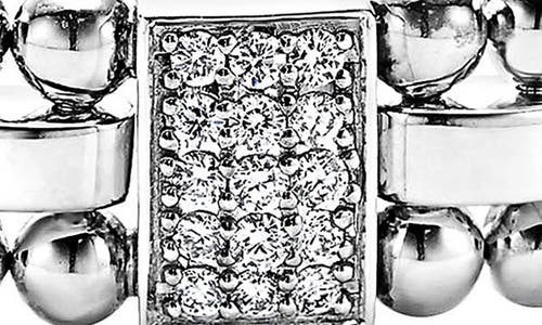 Lagos Sterling Silver Caviar Spark Diamond Rectangle Link Bracelet In Silver/diamond