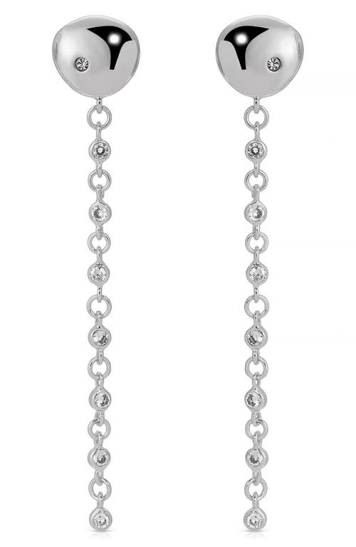 Ettika Polished Pebble Crystal Drop Earrings In Rhodium/silver