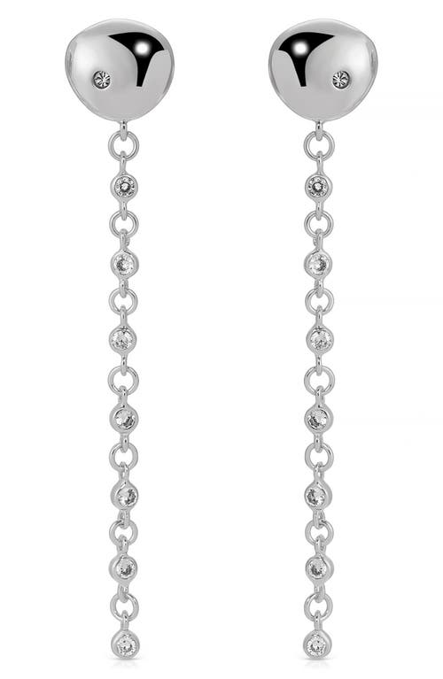 Shop Ettika Polished Pebble Crystal Drop Earrings In Rhodium/silver