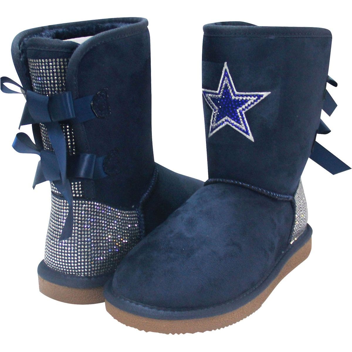 Women's Cuce Dallas Cowboys Team Colored Faux Suede Crystal Back Boots in  Navy