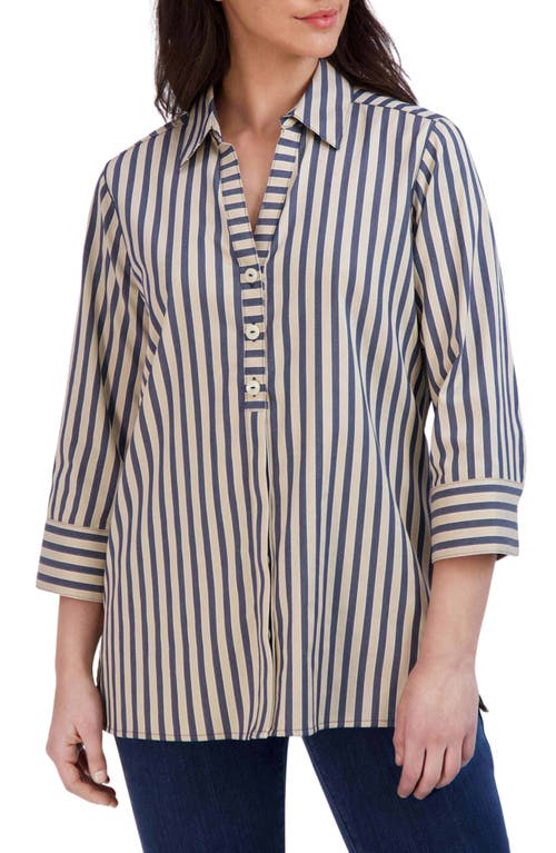 Foxcroft Andie Stripe Button-up Shirt In Navy/neutral
