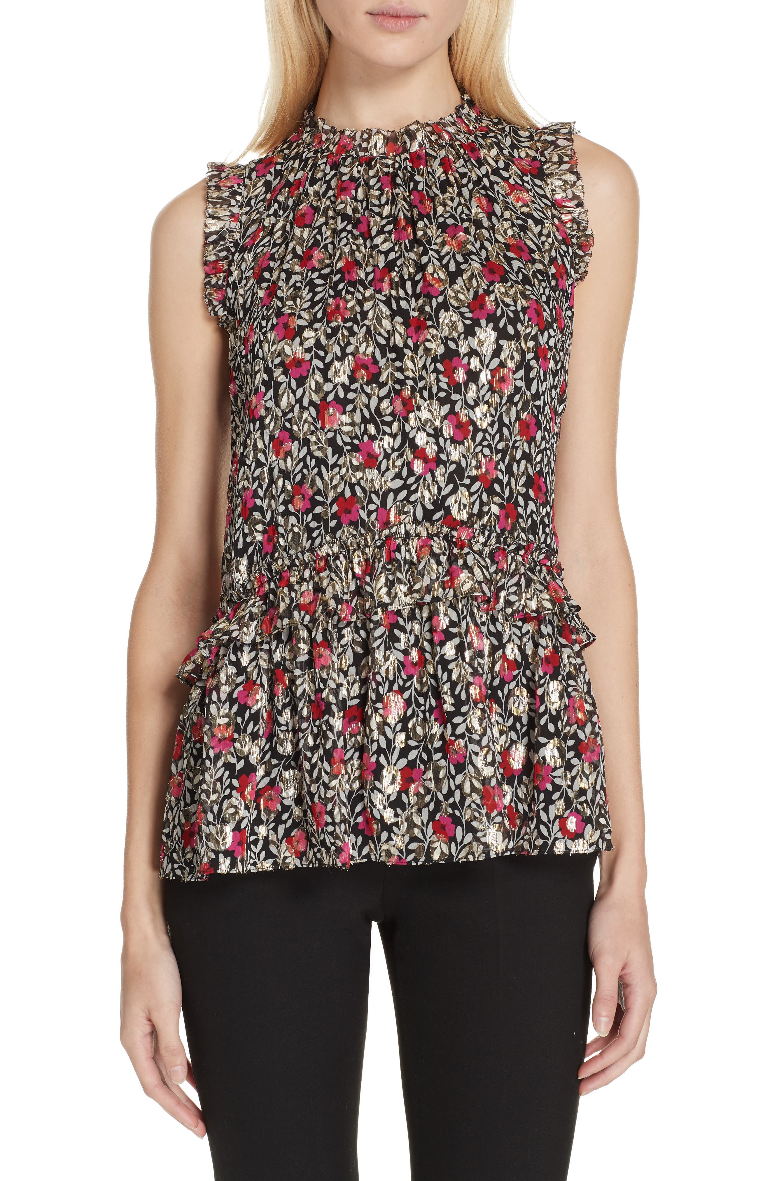 kate spade floral park clip dot midi dress