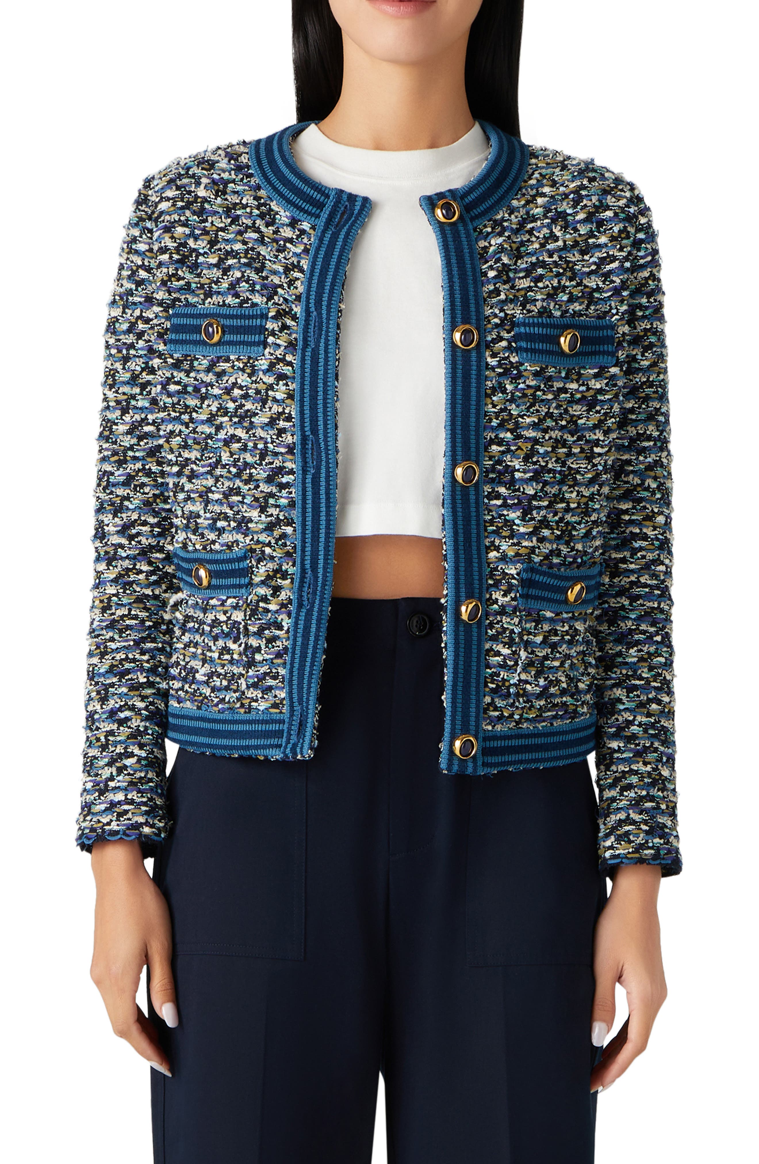 St. John belted tweed coat - Blue