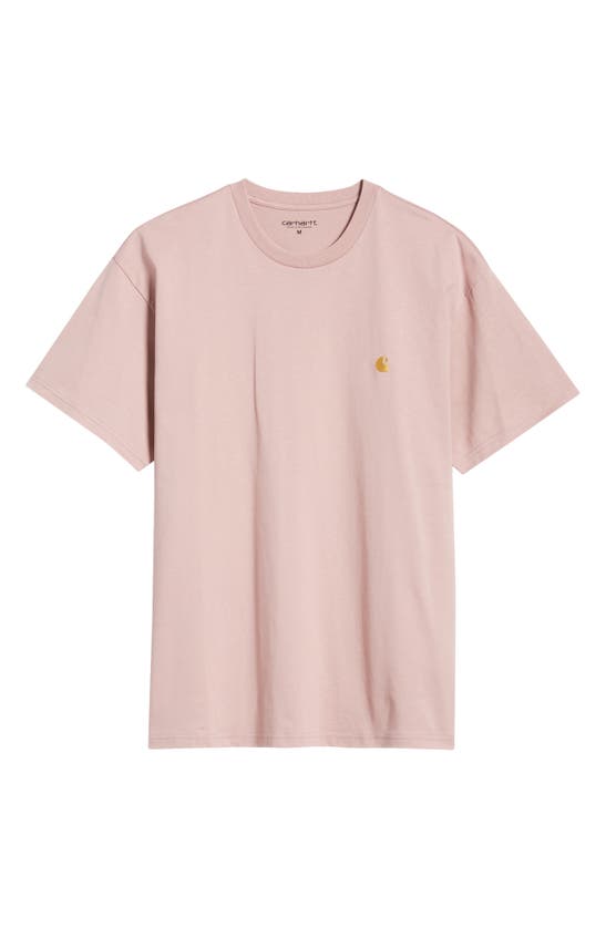 Shop Carhartt Chase Crewneck T-shirt In Glassy Pink / Gold