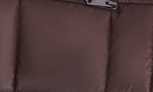 Kenneth Cole New York Soft Cire Funnel Neck Puffer Coat In Chocolate