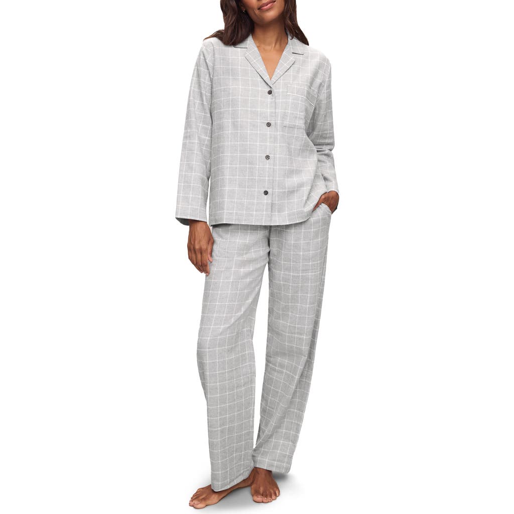 Eberjey Flannel Long Pj Set In Winter Check Heather Grey In Wintercheck Heather Grey