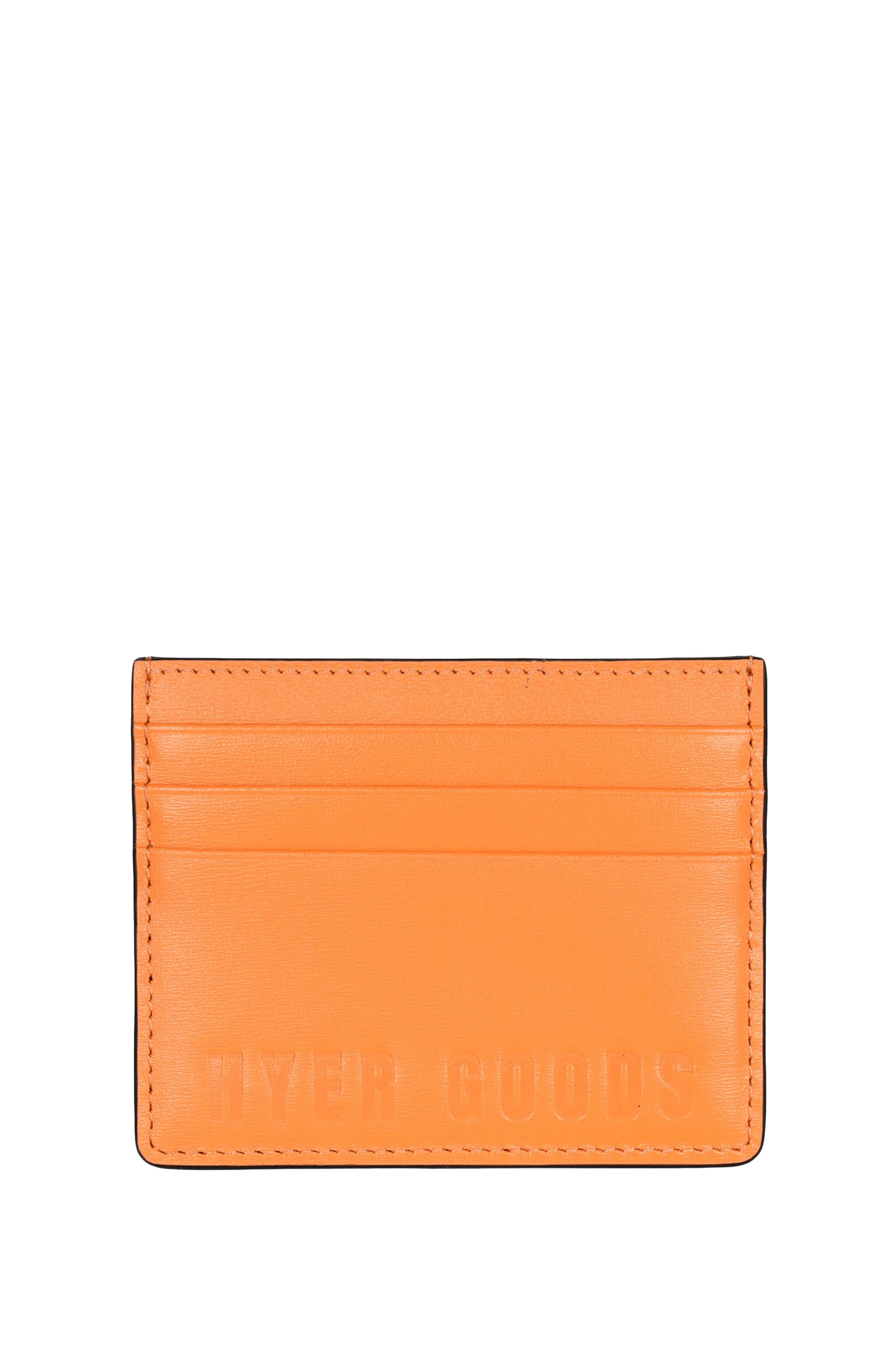 HYER GOODS Upcycled Leather Card Wallet in Neon Orange Cover