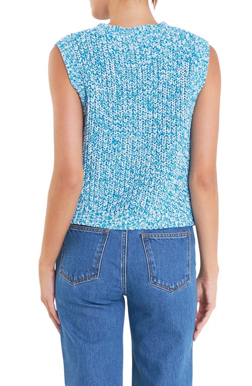 Shop English Factory Marled Sleeveless Sweater In Blue/white