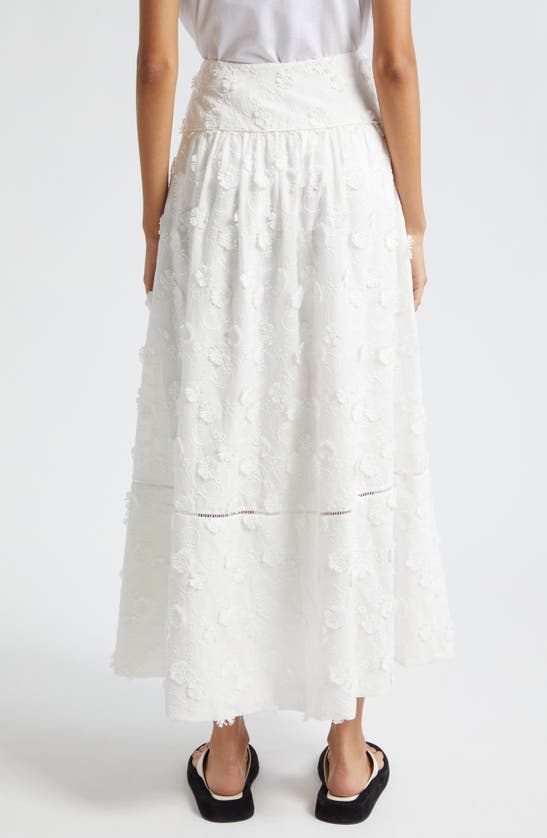 Shop Farm Rio Off White 3d Flower Midi Skirt In Off-white