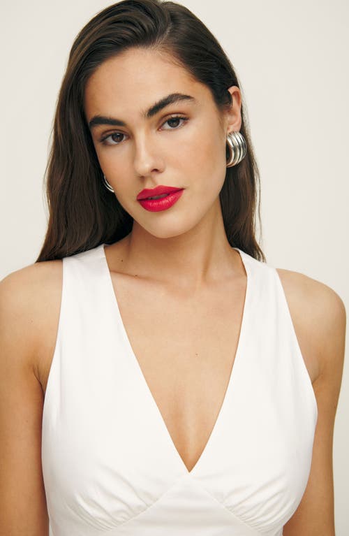 Shop Reformation Meg Sleeveless Tie Back Cotton Top In White