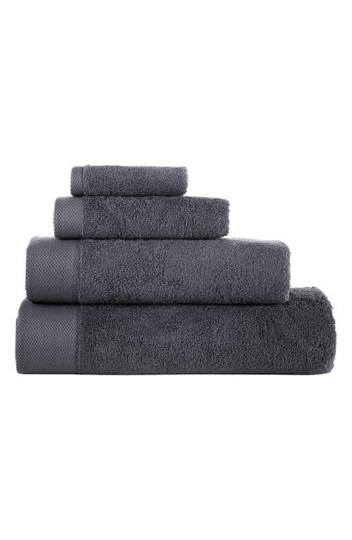 Shop Brooks Brothers Solid Signature 4-pack Turkish Cotton Washcloths In Anthracite