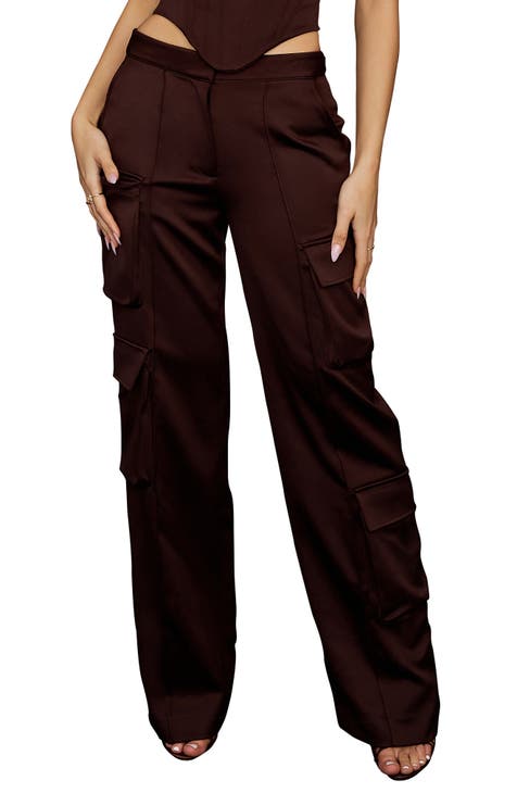 Satin trousers with utility pockets Girl, Beige