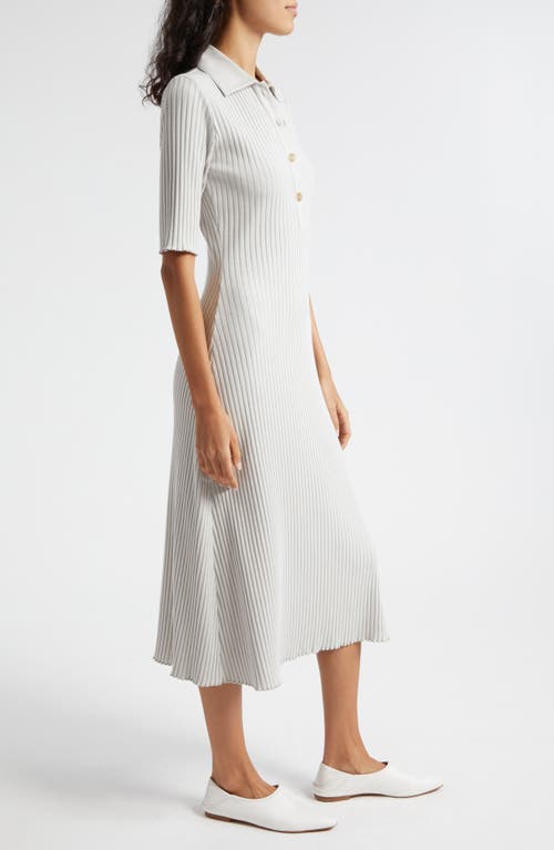 Shop Vince Cotton Blend Rib Midi Sweater Dress In Salted Glass