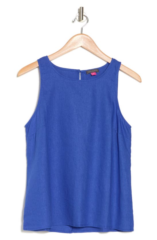 Vince Camuto Linen Blend Keyhole Tank In Blue