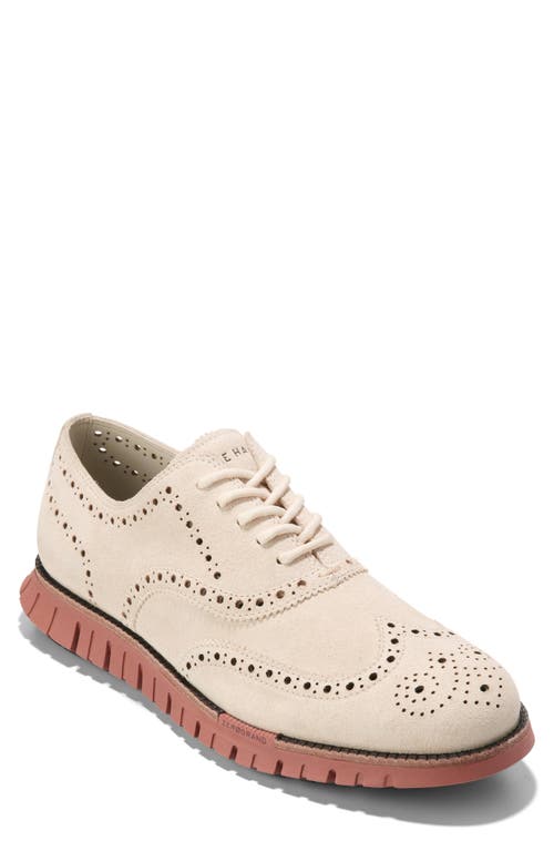 Shop Cole Haan Zerogrand Remastered Wingtip Oxford In Whitecap Gray/dark Ch