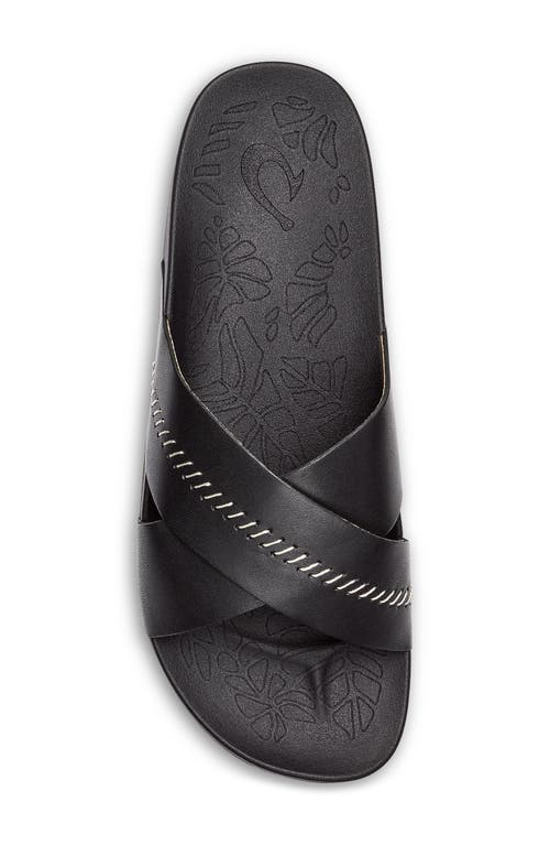 Shop Olukai Kipea Olu Slide Sandal In Black/black