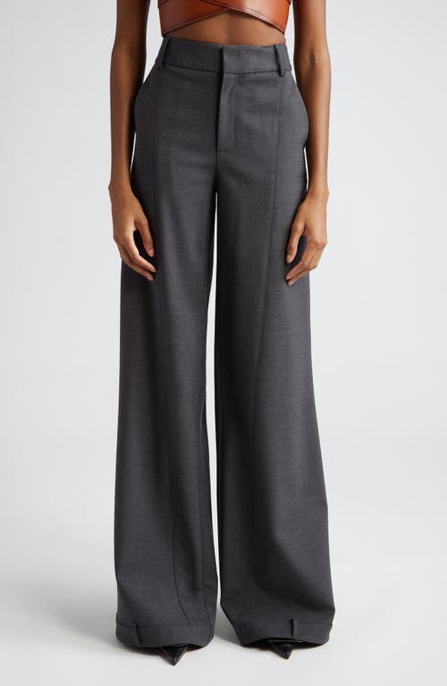 MONSE Upside Down Stretch Virgin Wool Wide Leg Trousers in Charcoal at Nordstrom, Size 8