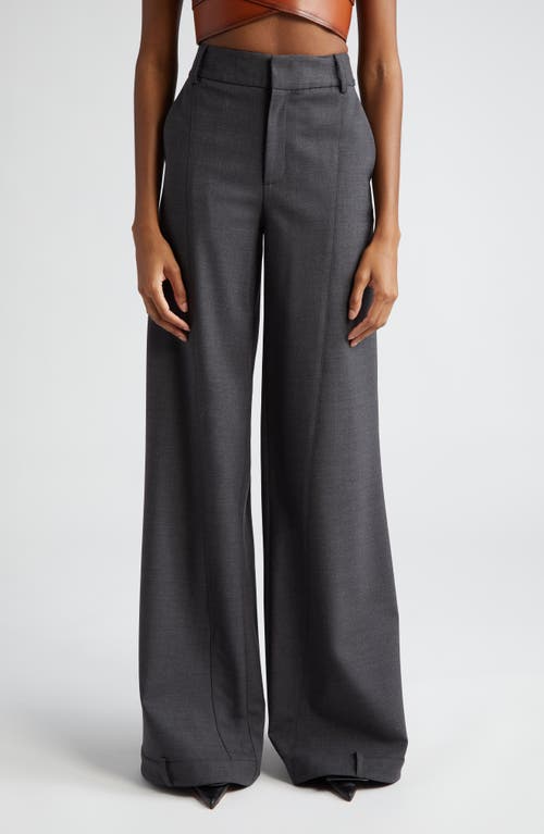 Upside Down Stretch Virgin Wool Wide Leg Trousers in Charcoal