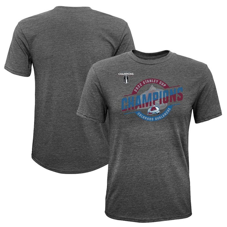 Fanatics Kids' Youth  Branded Heathered Gray Colorado Avalanche 2022 Stanley Cup Champions Tri-blend T-shir In Heather Gray