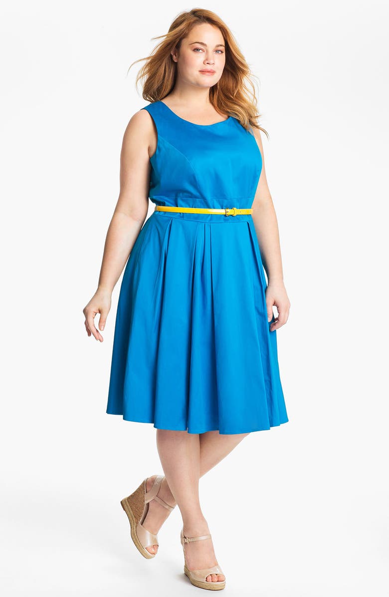 Calvin Klein Belted Fit & Flare Dress (Plus) | Nordstrom