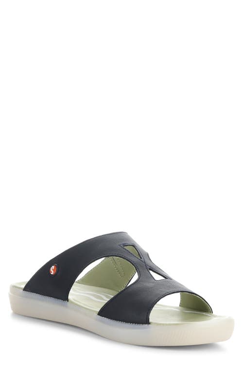Inbe Slide Sandal in Navy Smooth Leather