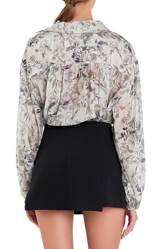 English Factory Abstract Floral Shirt In Ivory Multi