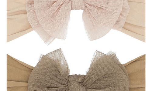 Baby Bling 2-pack Fab-bow-lous® Point D'esprit Tulle Headbands In Blush Latte