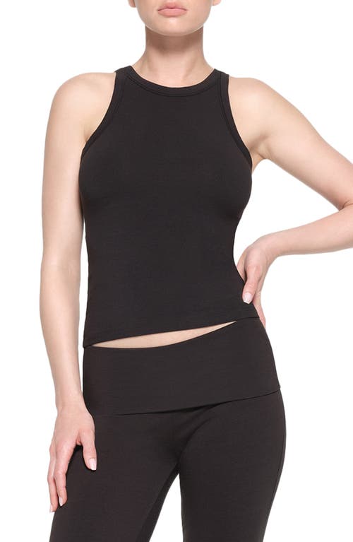 Stretch Cotton Jersey Tank in Soot