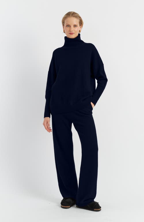 Chinti & Parker Red Cashmere Rollneck Sweater In Navy